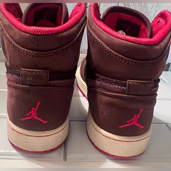 Jordan Red and Brown High-Top Sneakers - Picture 2 of 9